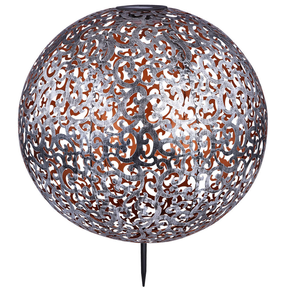 LED WEGELEUCHTE Solar Stecklampe Silber - Silberfarben, Metall (40/40/50cm)