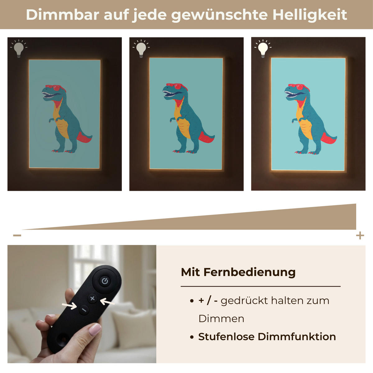 DOBÍJECÍ NOČNÍ LAMPIČKA Dinosaurus - Modrá - Sluneční brýle 60x90 cm - světle modrá, kompozitní dřevo (8/60/90cm) - OnlyWow