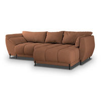 ECKSOFA VESTANO R-S Kupferfarben Boucle-Stoff mit Schlaffunktion - Kupferfarben, Holz (287/182cm) - MASSENO