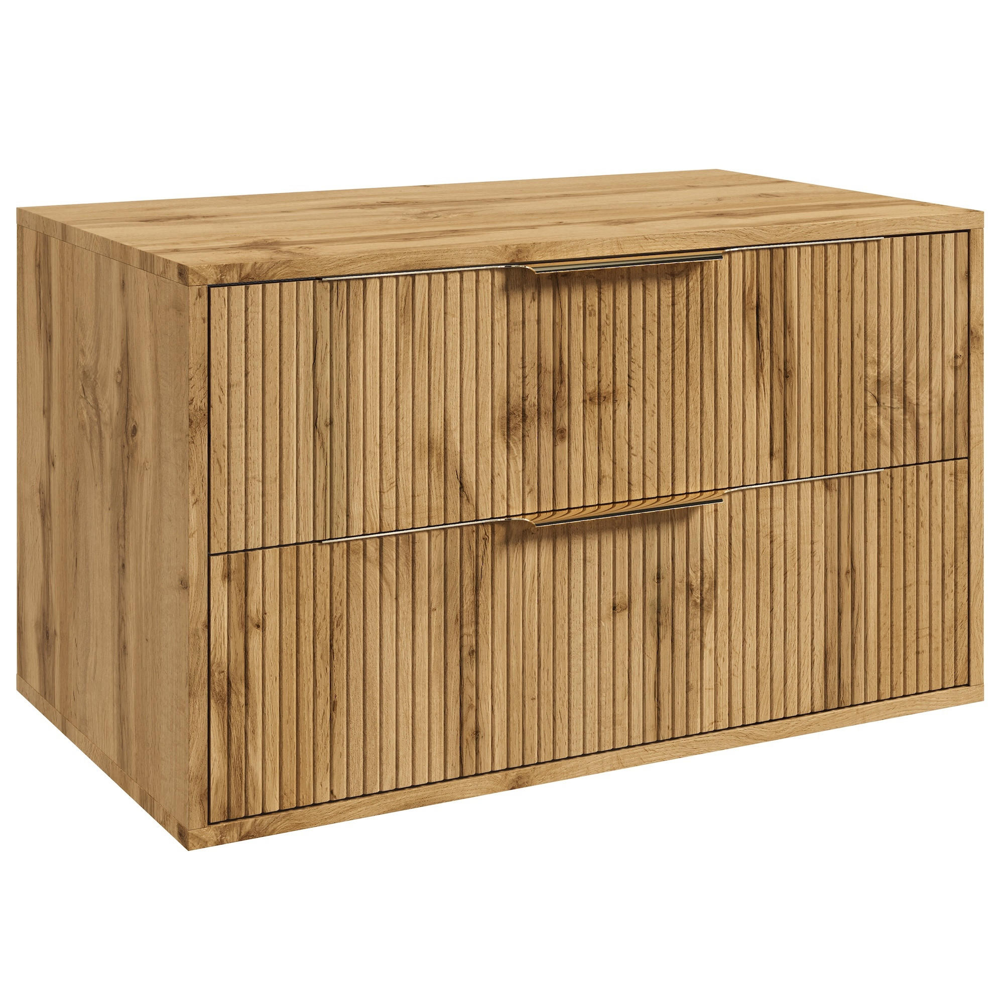 WASCHBECKENUNTERSCHRANK Rimini 2 Schubladen Eiche - 80 x 46 x 46 cm - Eichefarben, Holz (80/46/46cm) - Badplaats