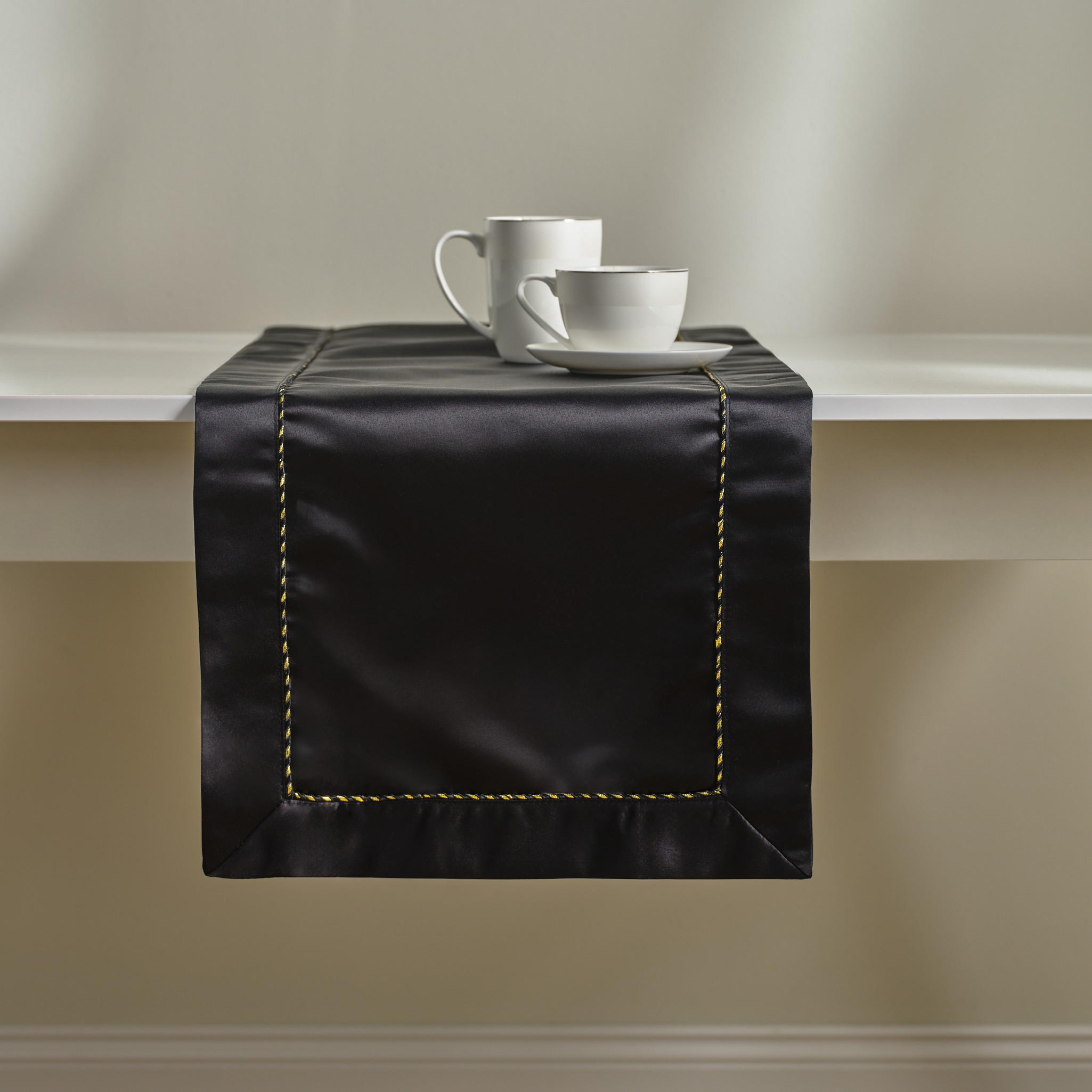 TISCHLÄUFER Kris - Schwarz, Textil (180/40/1cm) - home&you