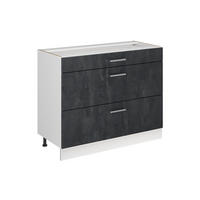 SPODNJA OMARICA ZA KUHINJO R-Line, Črni beton/Bela, 100 cm brez delovne plošče - črna/bela, leseni material (100/81.6/46cm) - Vicco