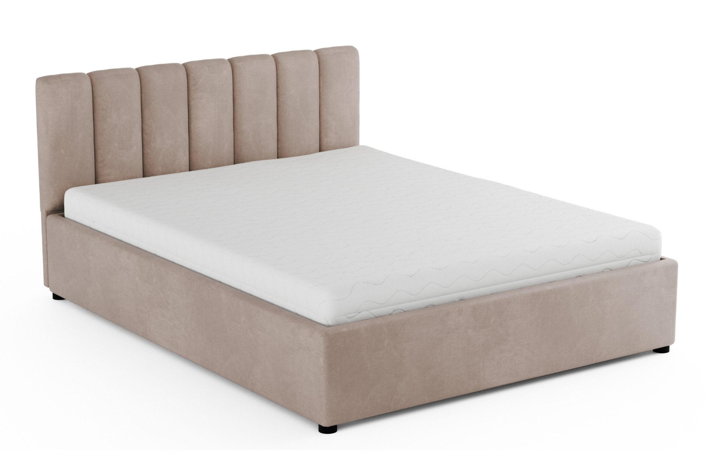 POLSTERBETT VIANA 200/200 in Velours Beige - Beige, Holz/Holzwerkstoff (200/200cm) - Deine Möbel 24