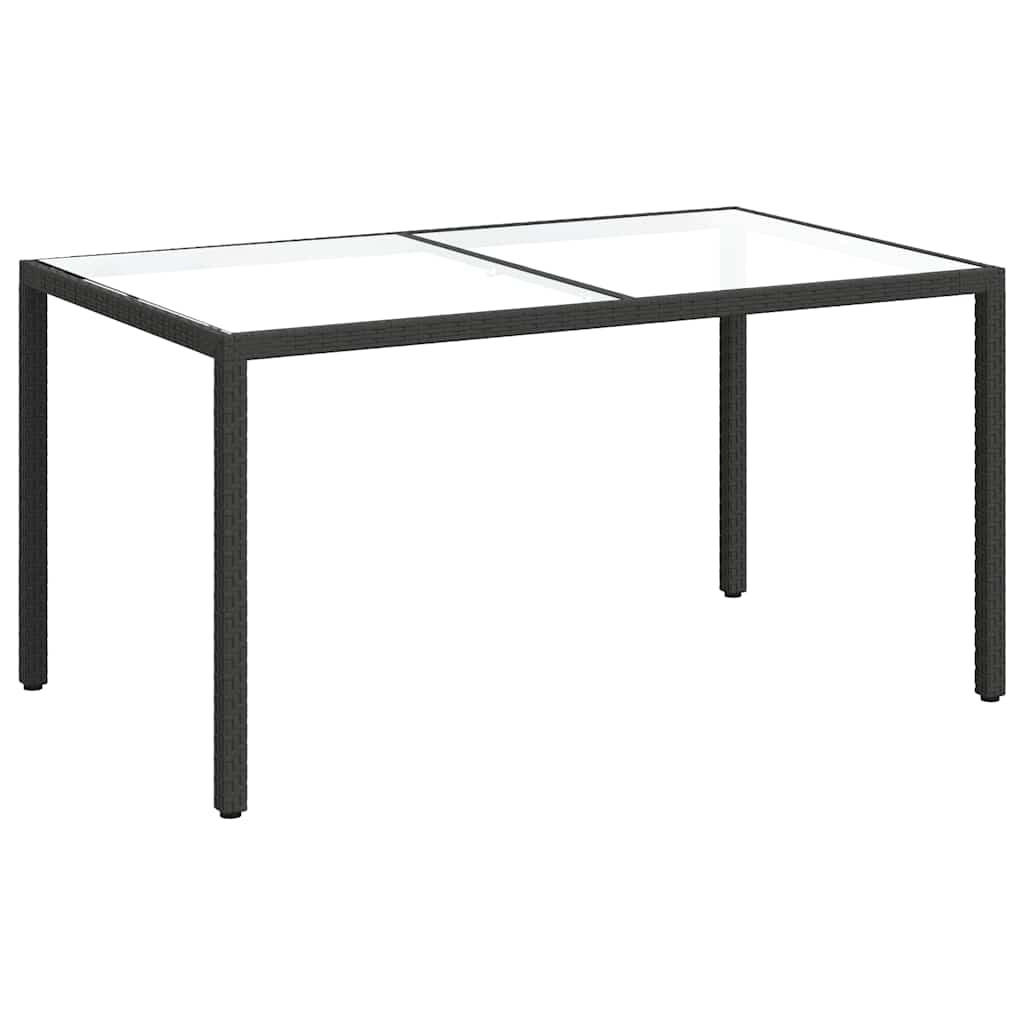 GARTENTISCH 150/90/75 Cm Gehärtetes Glas Poly Rattan Schwarz - Schwarz, Kunststoff (90/150/75cm) - vidaXL