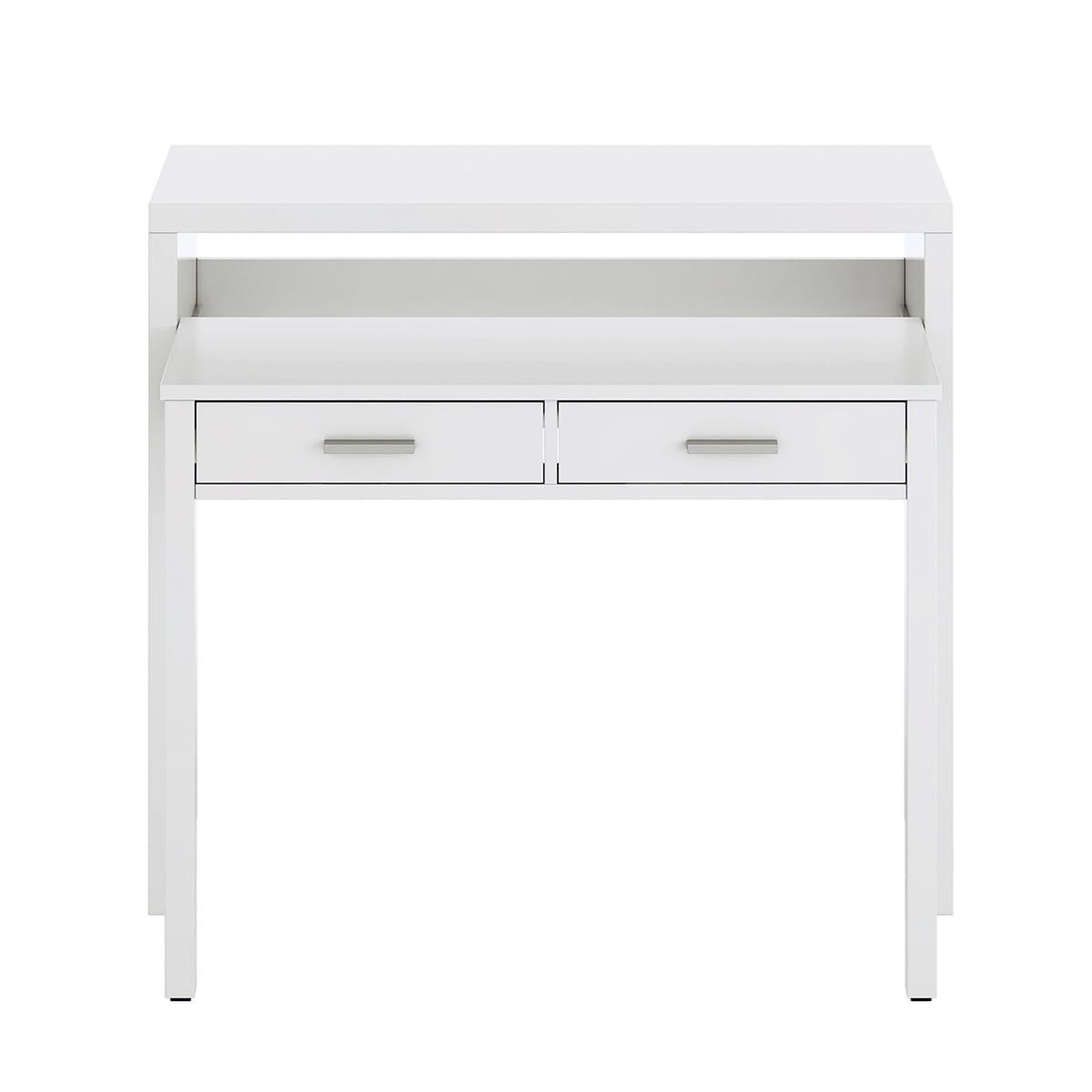 KONSOLENSCHREIBTISCH ausziehbar mit 2 Schubladen - L100 cm Consola - Weiß, Holzwerkstoff (36/99/88cm) - Calicosy