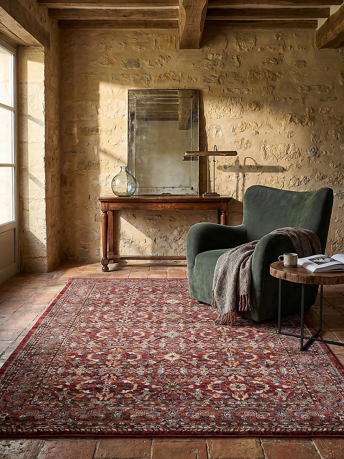 KURZFLORTEPPICH GLAZERT, im Berber-Stil, Rot, 200 x 290 cm - Rot, Textil (290/200cm) - KADIMA DESIGN