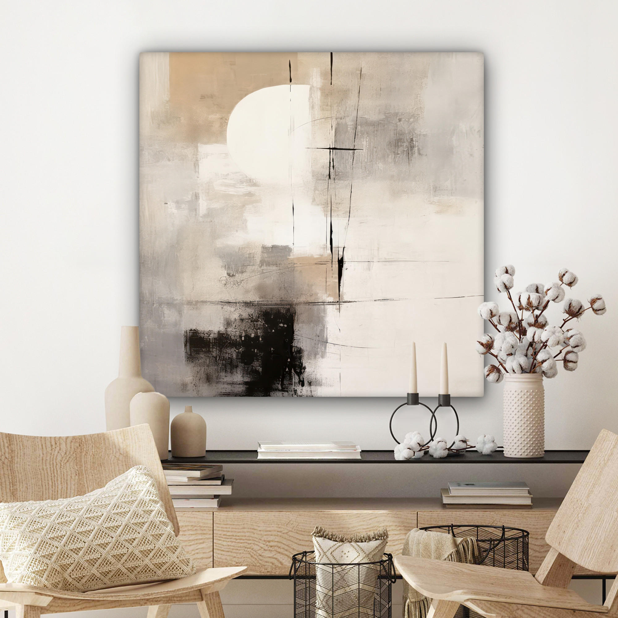 LEINWANDBILD Abstrakt - Kunst - Grau 90x90 cm - Hellgrau, Textil (90/90cm) - MuchoWow