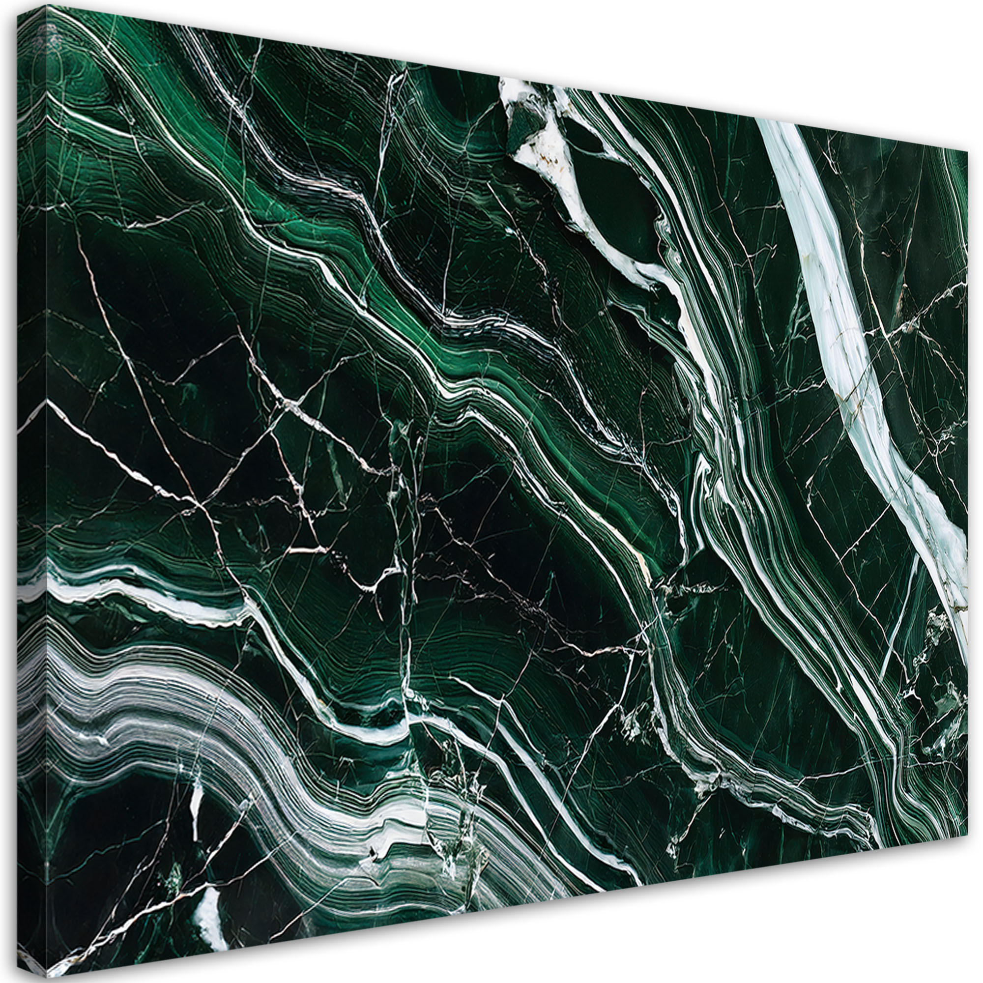 LEINWANDBILD Grüner Smaragd Marmorstein 100x70cm - Grün, Textil (100/70cm) - Feeby