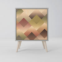 SIDEBOARD GEOMETRIC FUSION, Grau, 57,5x42x77,5 cm, Schräge Buchenholzfüße - Buchefarben/Multicolor, Holzwerkstoff/Buchenholz (57.5/77.5/42cm) - SpaceRebels
