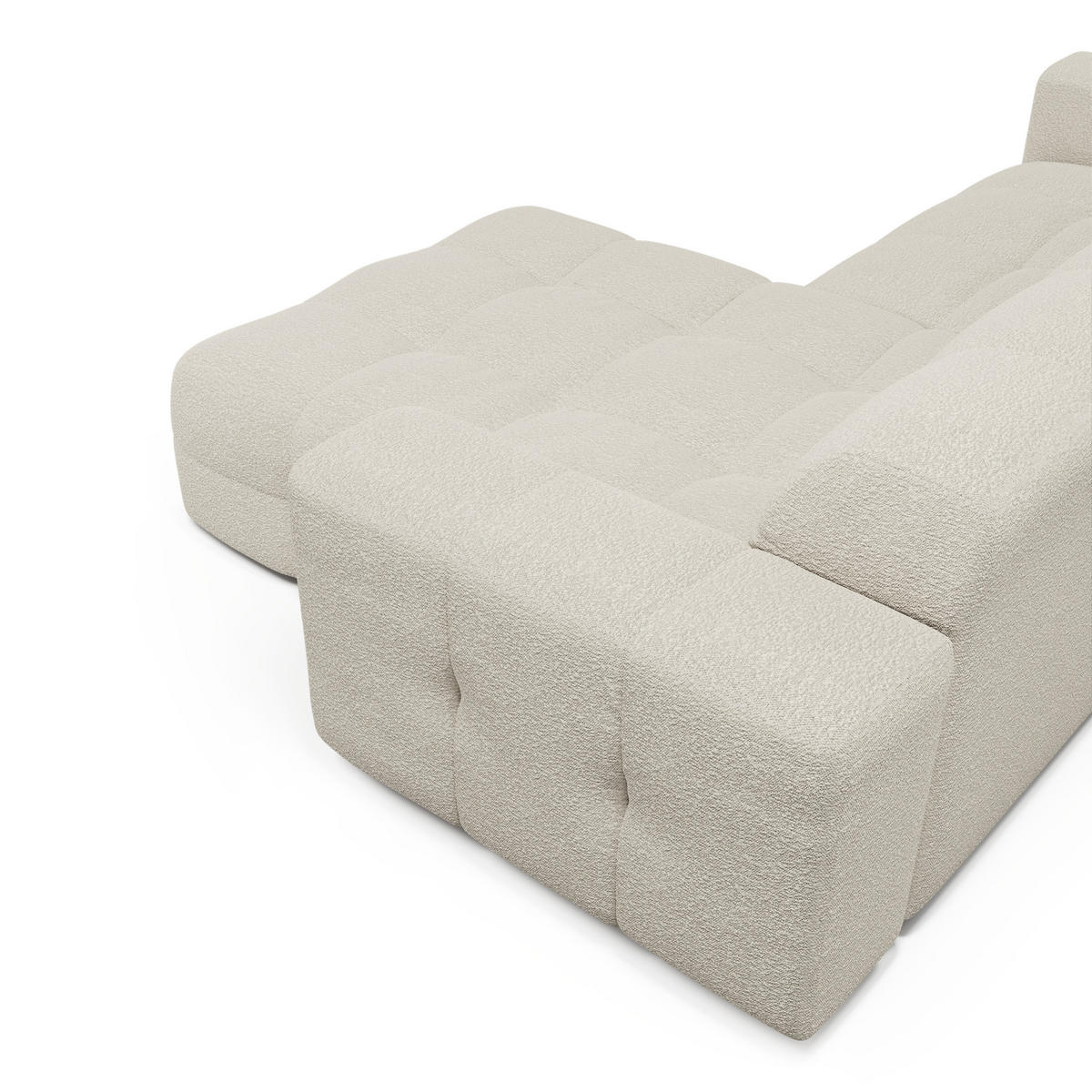 ECKSOFA RECHTS Bouclé-Stoff Creme 230cm - Creme, Textil (230/155cm) - Sia Home