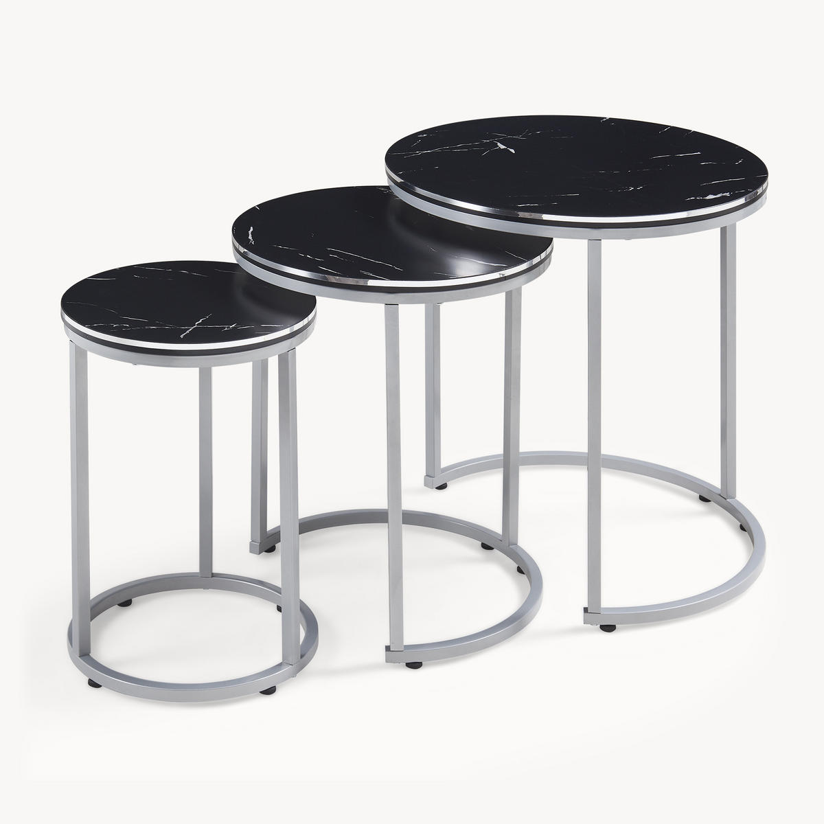 SATZTISCH Bornholm 50/50/55 - Schwarz, Holzwerkstoff (50/50/55cm) - [en.casa]