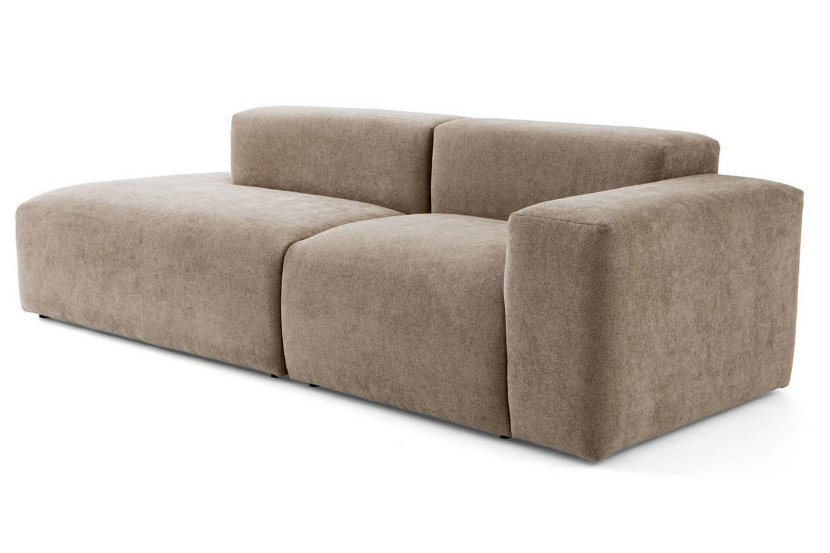 3-SITZER modulares Sofa HEAVEN SET 1 Links, Breite 255 cm Webstoff Braun - Schwarz/Braun, Holz/Kunststoff (255/71/102cm) - Muffo