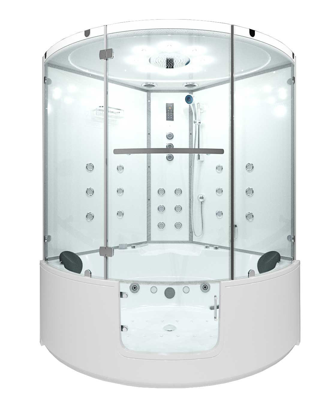 WHIRLPOOL Dampfdusche K60-WS-TH - Weiß, Glas/Kunststoff (140/210/140cm) - AcquaVapore by Sandra Jentho