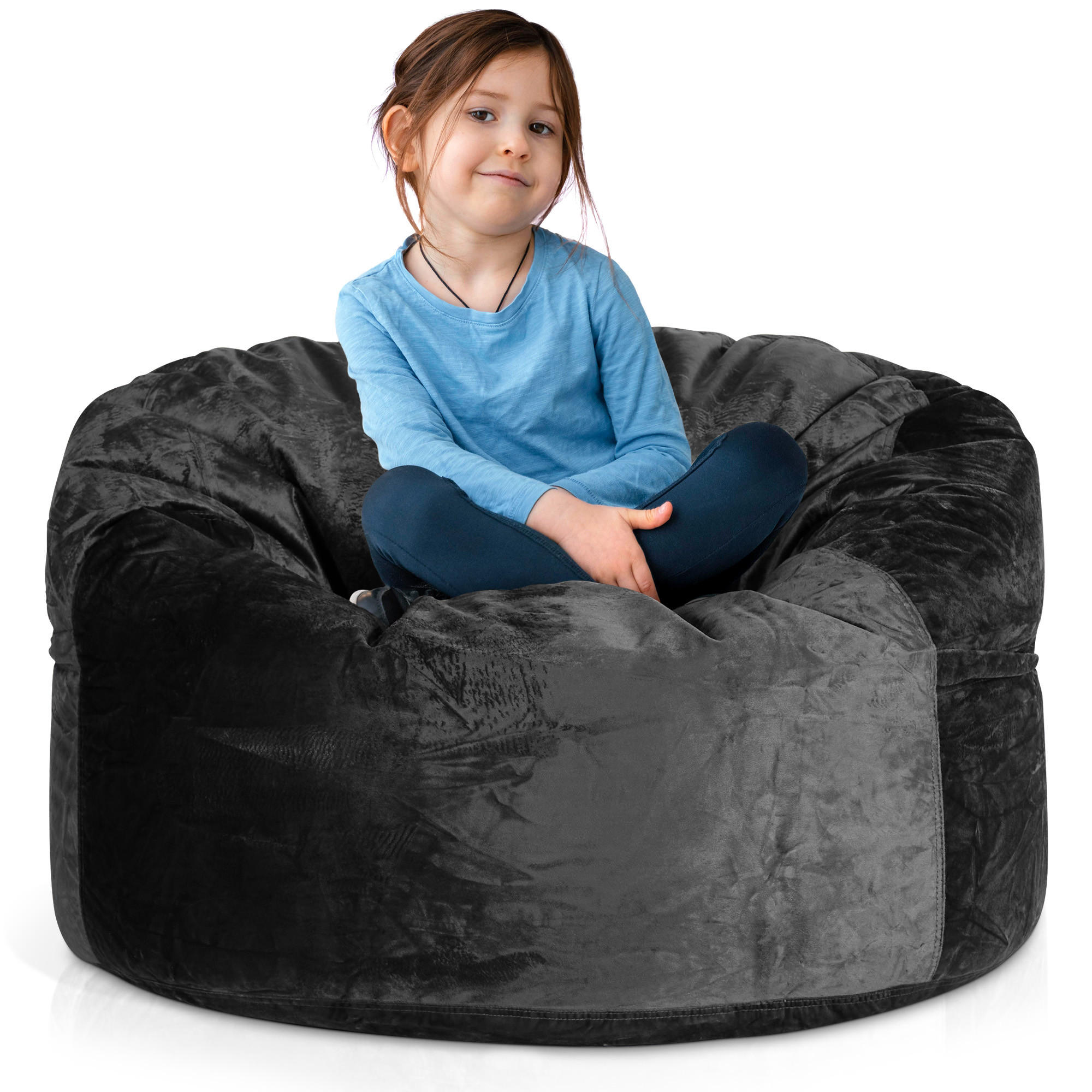 RIESEN-SITZSACK XXL JUMBO Velours 3ft - Schwarz, Textil (105/65/105cm) - Green Bean