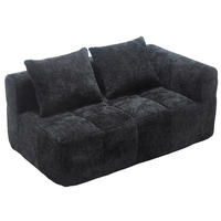 2-SITZER 158/90/60 cm Schwarz aus Chenille mit Seitentaschen - Schwarz, Textil (90/60/158cm) - OKMYHOME