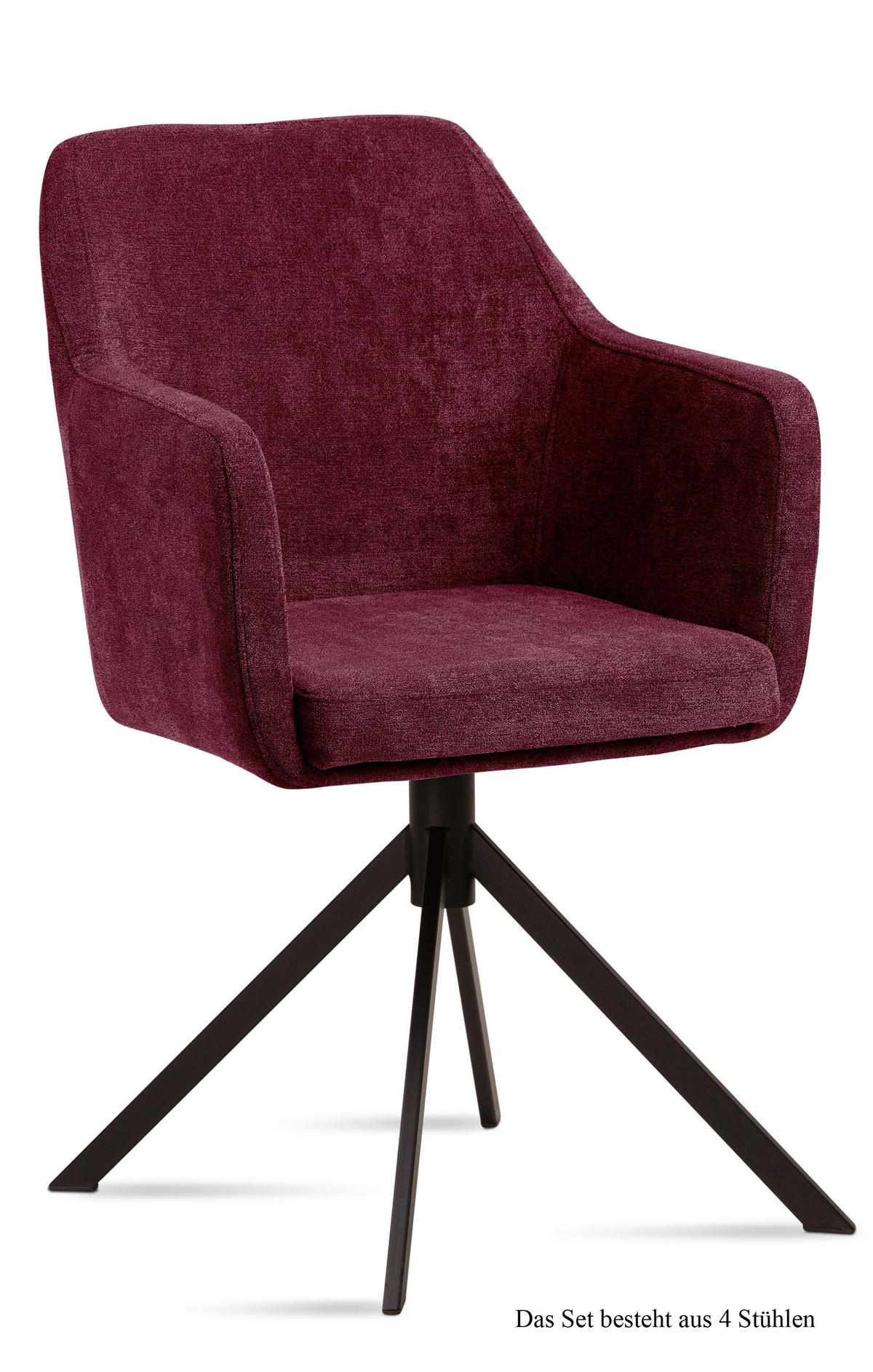 ARMLEHNSTUHL (4er-Set) Dulcy 57x87x60 Schwarz/Marsala - Brombeere/Schwarz, Kunststoff (60/87/57cm) - 58aufmkessel