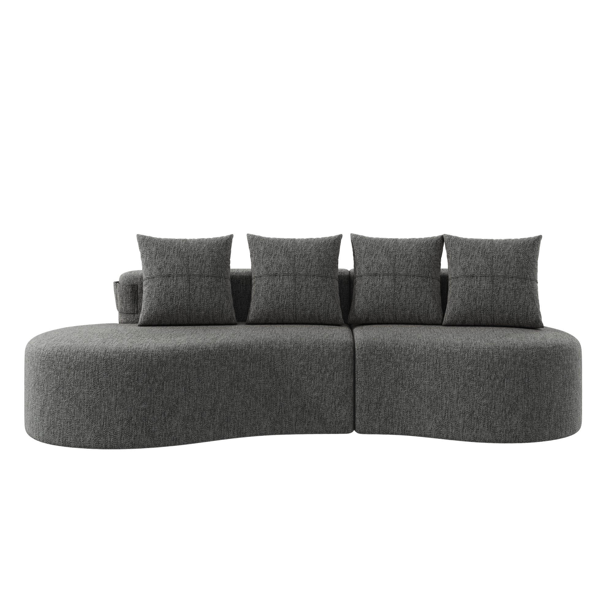BIGSOFA Loungesofa,3er-Sofa,reich gepolstert,Leinenstoff,Dunkelgrau - Dunkelgrau, Textil (240/63/109cm) - LVHOM