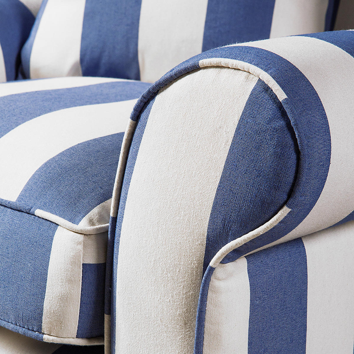 SESSEL ohne Hocker - Webstoff - Blau gestreift - Blau, Holz/Textil (78/95/78cm) - home24