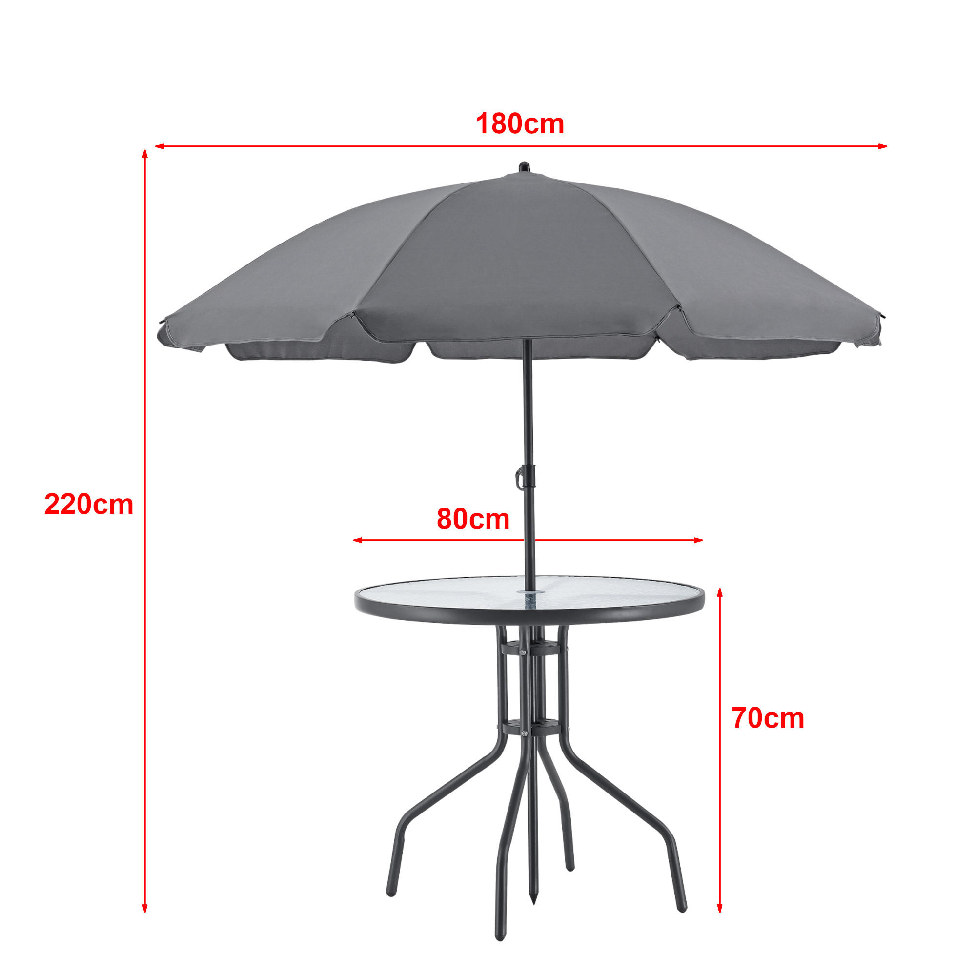 GARTENMÖBEL-SET 6 TLG. Milagro - Dunkelgrau/Schwarz, Glas/Textil - [en.casa]