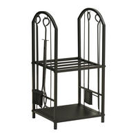 KAMINHOLZSTÄNDER, Metall, Schwarz - Schwarz, Metall (32.5/74.5/41.5cm) - Outsunny