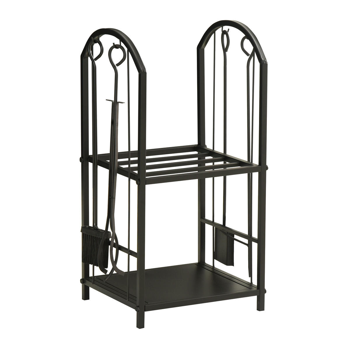 KAMINHOLZSTÄNDER, Metall, Schwarz - Schwarz, Metall (32.5/74.5/41.5cm) - Outsunny