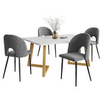 ESSGRUPPE Esstisch 4 Stühle Samt Grau Gold 117x68cm - Grau, Textil (117/75/68cm) - FLIEKS