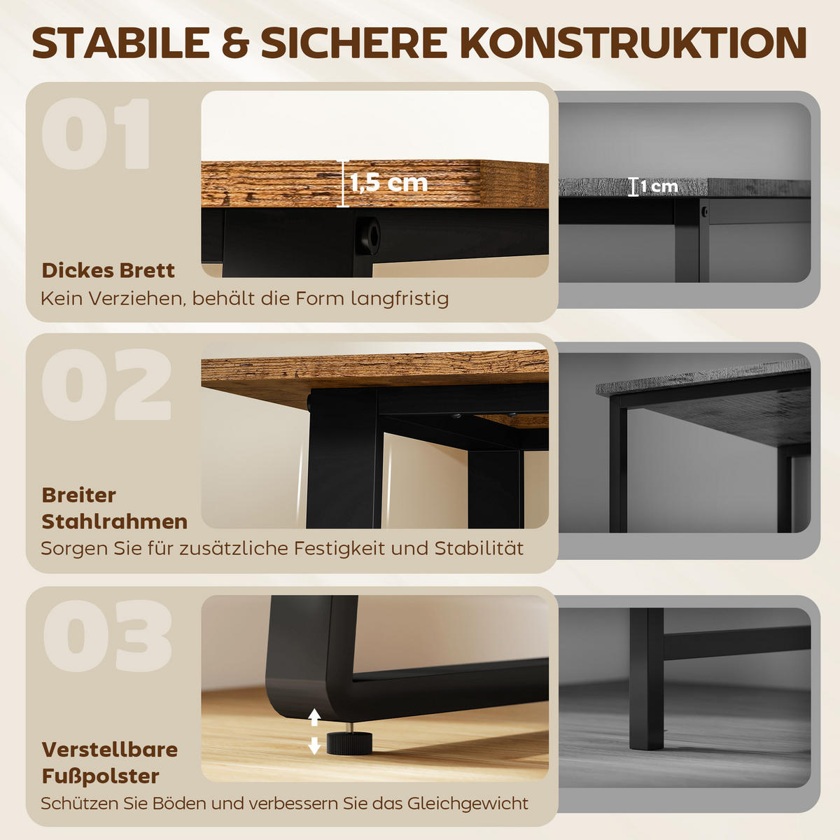 SCHREIBTISCH Spanplatte Stahl Rustikal-Braun - Schwarz/Braun, Holzwerkstoff/Metall (120/60/76cm) - HOMCOM