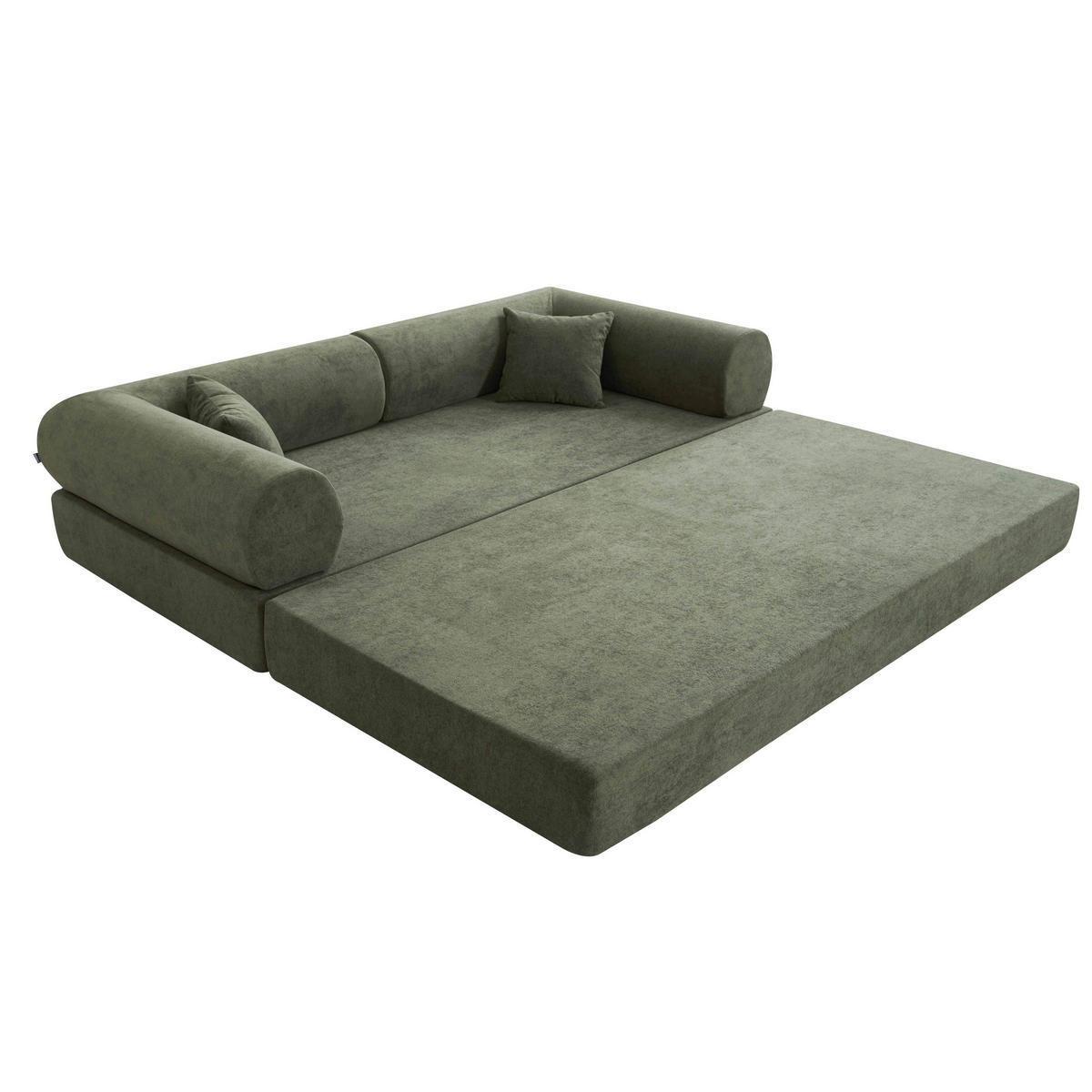 SCHLAFSOFA mit 2 Sitzplätzen, Grün - Grün, Textil (204/67/102cm) - Oviala