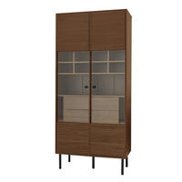 VITRINENSCHRANK aus MDF mit Glasfront und 4 Schubladen Nussbaumfarben - Walnussfarben, Holzwerkstoff (75.5/164.5/35cm) - Modenvie