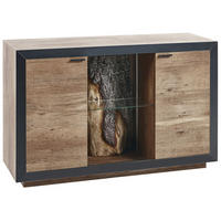 SCHRANK Braun/Schwarz Marana - Schwarz, Holzwerkstoff (120/75/42cm) - Beliani