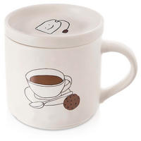 PORZELLANBECHER MIT DECKEL, Porzellan, beige, 420 ml - Dunkelgrau, Naturmaterialien (0.42L) - Orion 