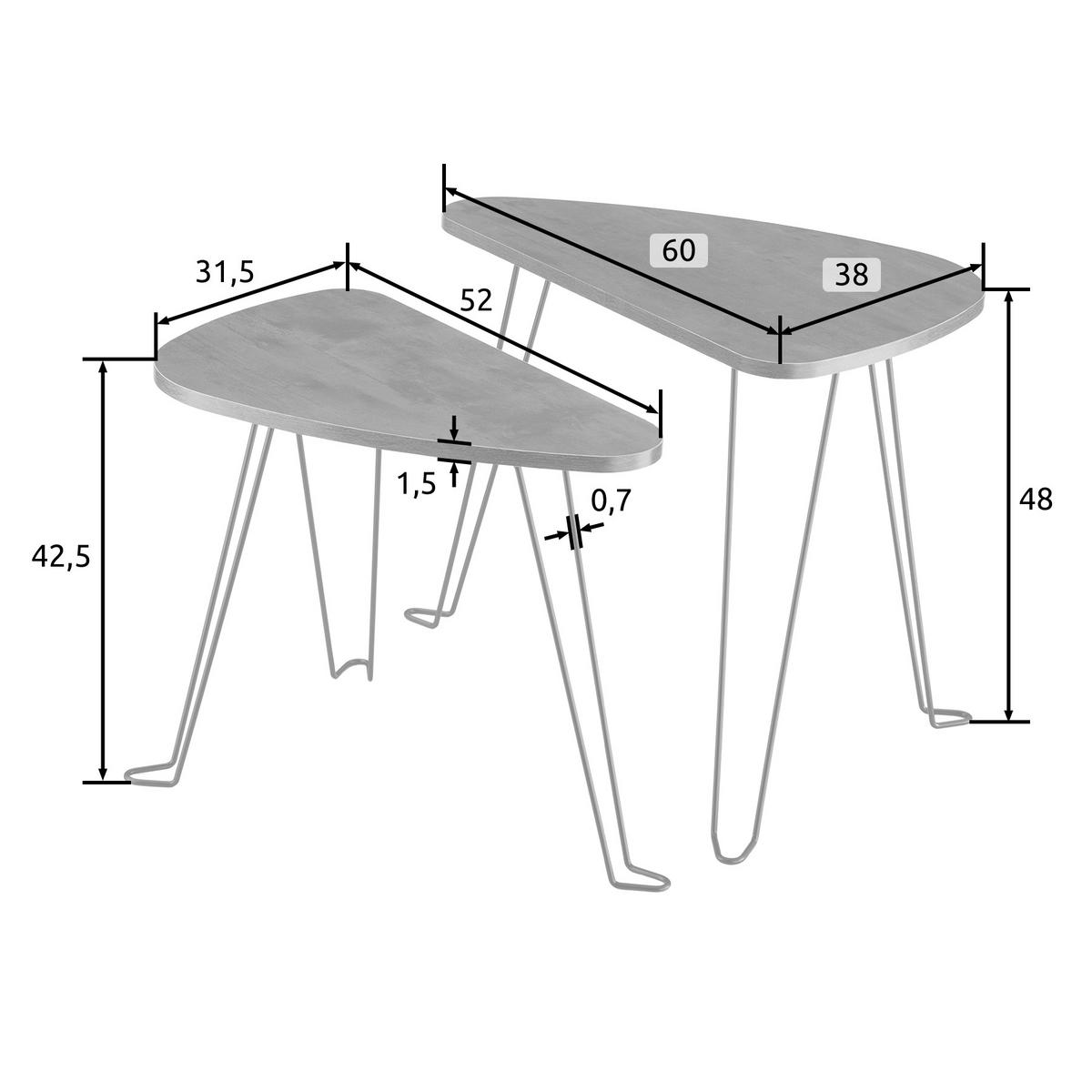 BEISTELLTISCHE 2er Set Richmond,stapelbar,Industrial Holz dunkel, rustikal - Rostfarben, Holzwerkstoff (60/38/48cm) - tectake