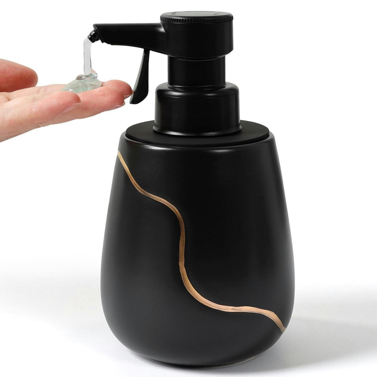 SEIFENSPENDER Automatisch Schwarz Keramik 560ml - Schwarz, Keramik (9/17/10cm)