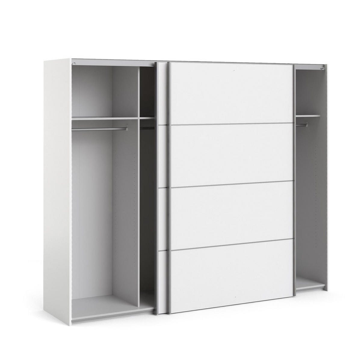 SCHWEBETÜRENSCHRANK weiß - Weiß, Holzwerkstoff (243/202/64cm) - ebuy24