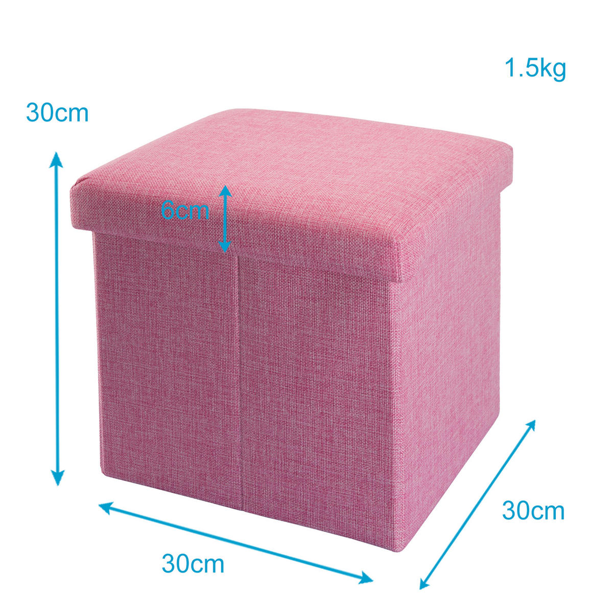 SITZBOX Faltbar 30/30/30 cm (Pink) - Pink, Textil (30/30/30cm) - Intirilife