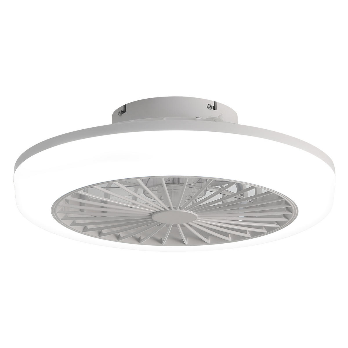 DECKENVENTILATOR 46cm LED Licht Blattloses Design Fernbedienung - Weiß, Kunststoff (45.7/45.7/14.5cm) - CASIVA