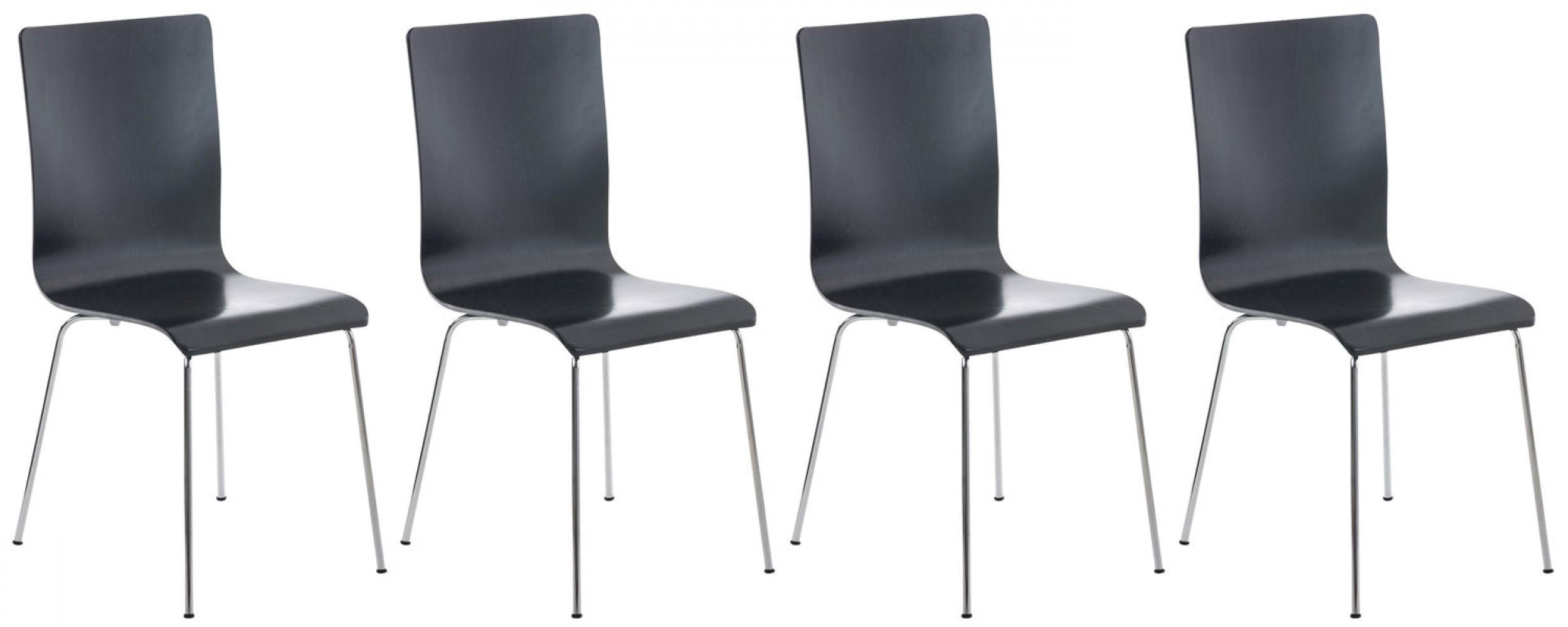 BESUCHERSTUHL 4er Set Holz schwarz - Schwarz, Holz/Metall (43/87/47cm) - CLP