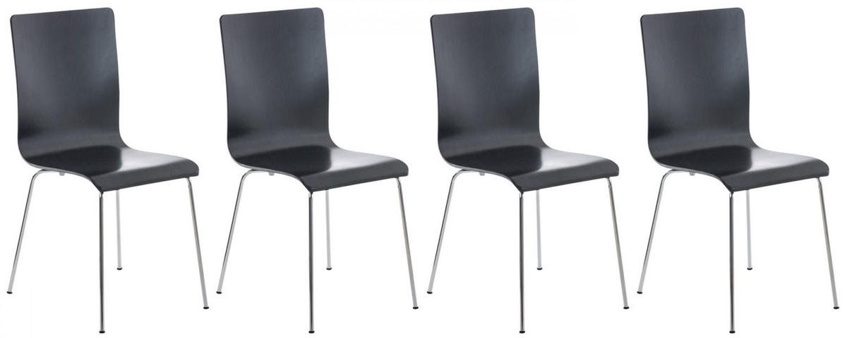 BESUCHERSTUHL 4er Set Holz schwarz - Schwarz, Holz/Metall (43/87/47cm) - CLP