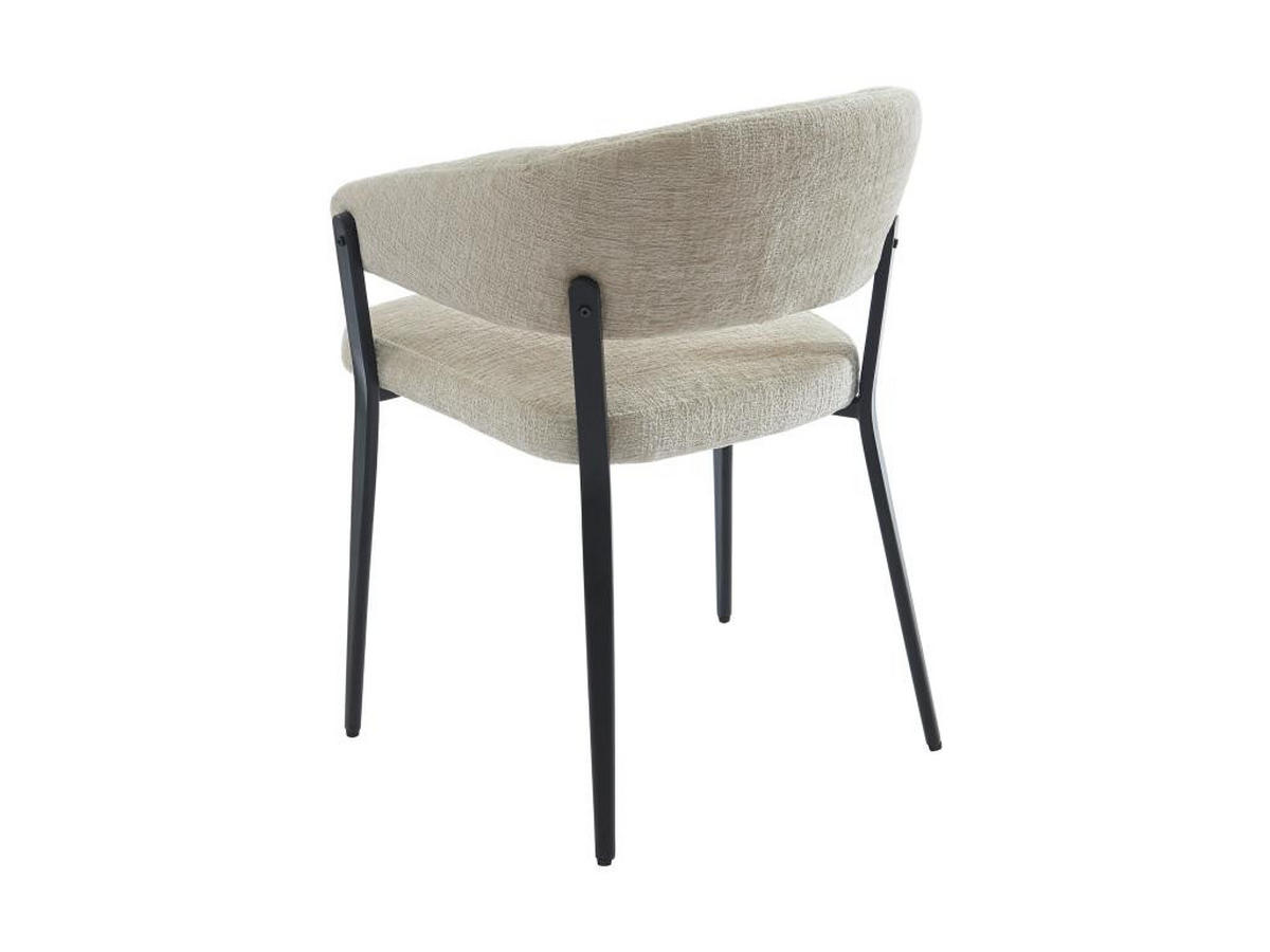 STUHL mit Armlehnen 6er-Set - Stoff & schwarzes Metall - Beige - AVRELA - Beige, Textil (55/77/56cm) - Vente-Unique