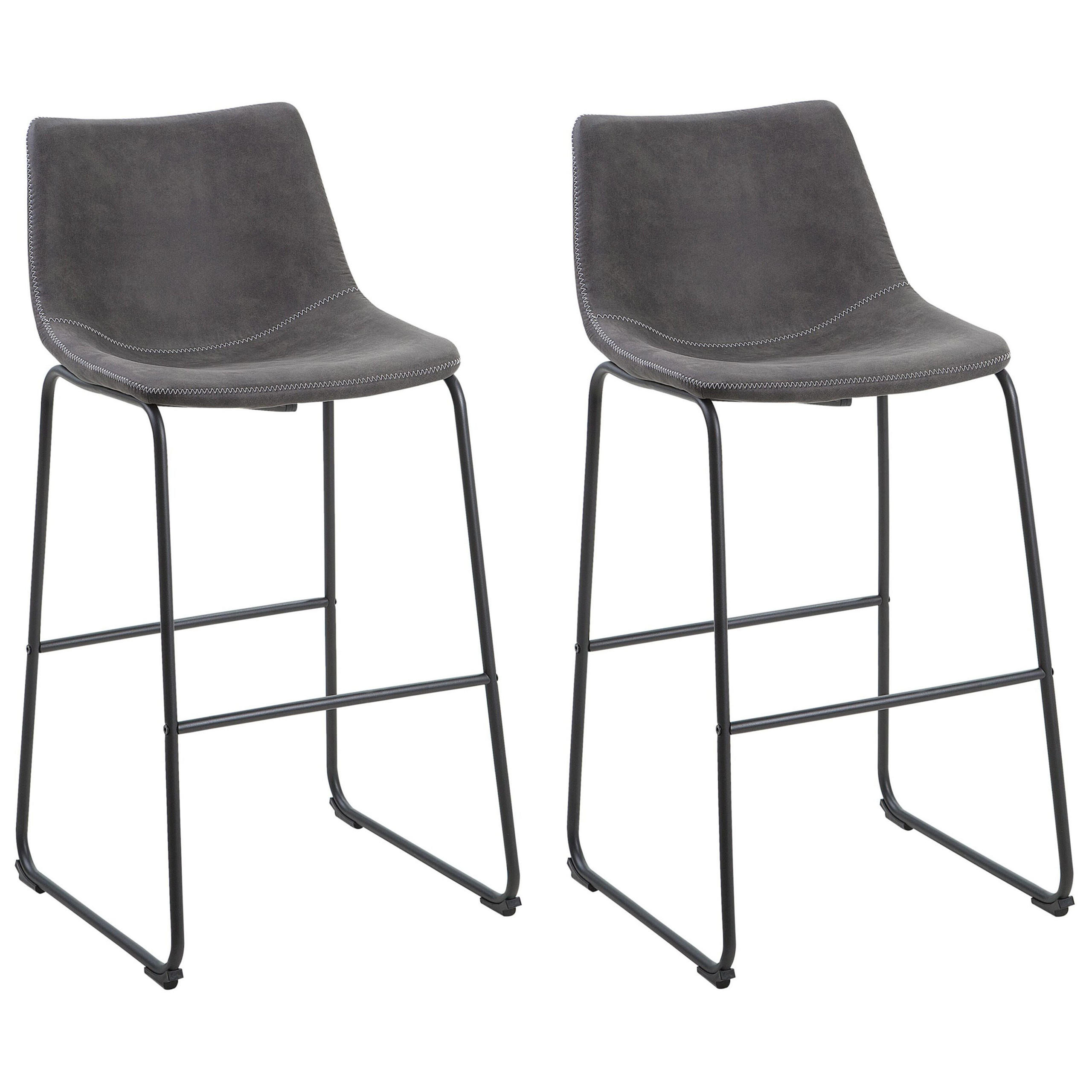 SCAUN DE BAR set de 2 tapițerie gri Franks