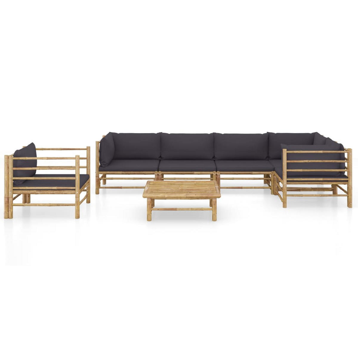 GARTENSET Ybanez 7-teilig - Grau, Naturmaterialien - Nettlife
