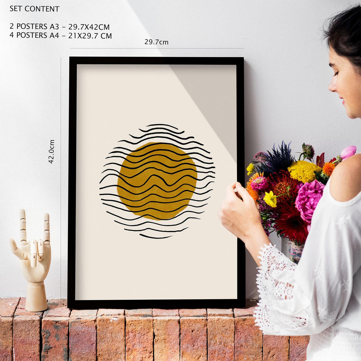 POSTER Set Mit 6 Zykloidale Natur In Kulissen Abstracts Ästhetische Dekorative Gemälde Für Ihr Wohnzimmer, Schlafzimmer, Zuhause A3 & A4 Weißer Rahmen - Weiß, Papier (29/3cm) - Nacnic