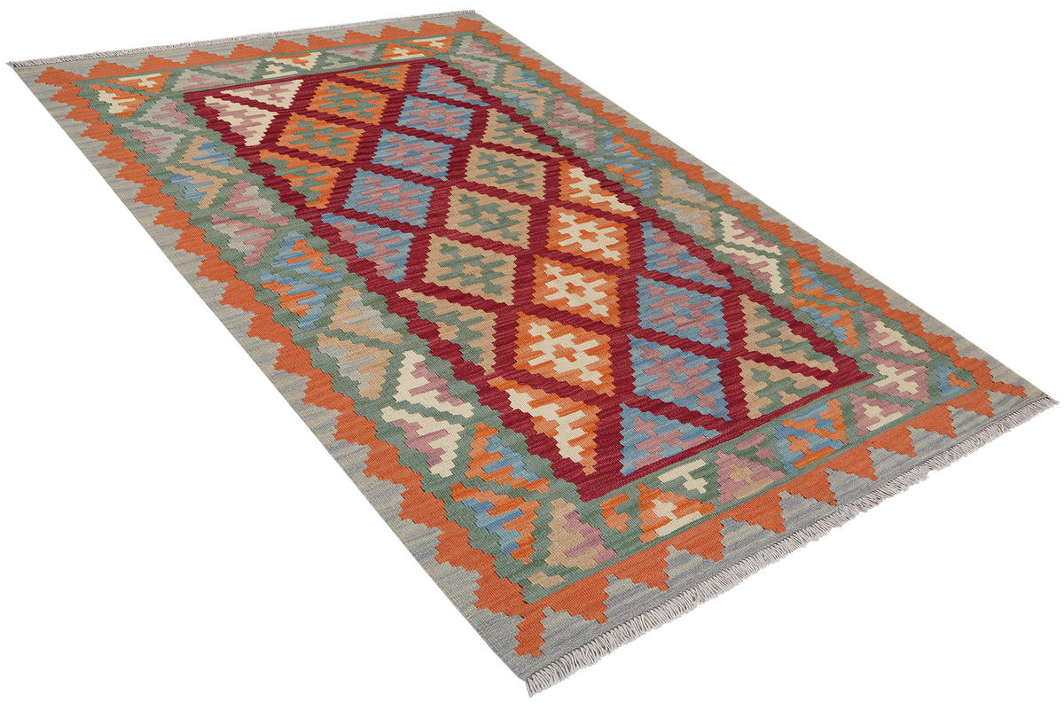 HANDWEBTEPPICH Kelim Gashgai Rot 187/122 cm Schurwolle - Rot, Textil (122/187cm) - Looma