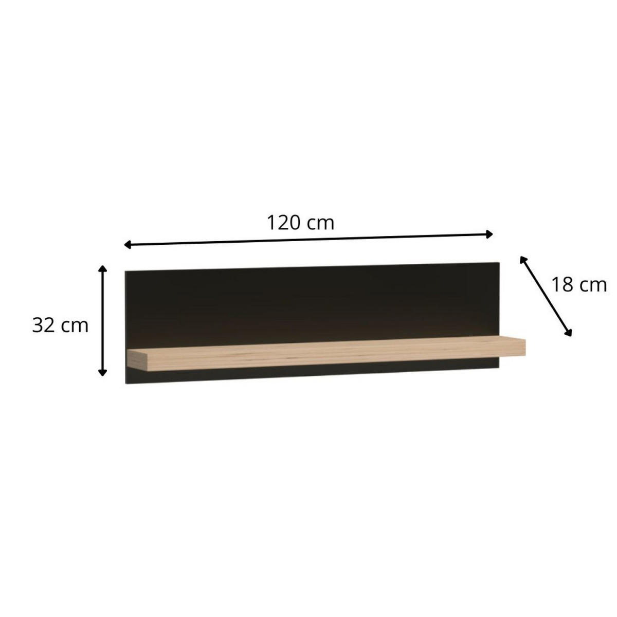 WANDBOARD Cali C-9 120 x 32 x 18 cm Eiche Artisan - Eiche Artisan, Holzwerkstoff (120/32/18cm) - Koseto