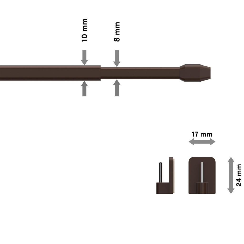 Thumbnail - Interdeco Scheibenstangen, Braun, Metall, Kunststoff, 1.2x2.4x180 cm, Wohntextilien, Gardinen & Vorhänge, Gardinen-Stang...