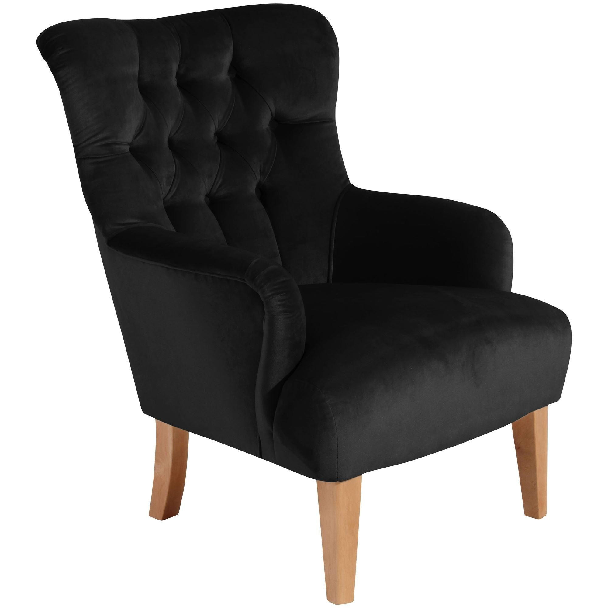 SESSEL Kaiya Bezug Samtvelours Buche natur / schwarz - Schwarz, Kunststoff (71/97/82cm) - 58aufmkessel