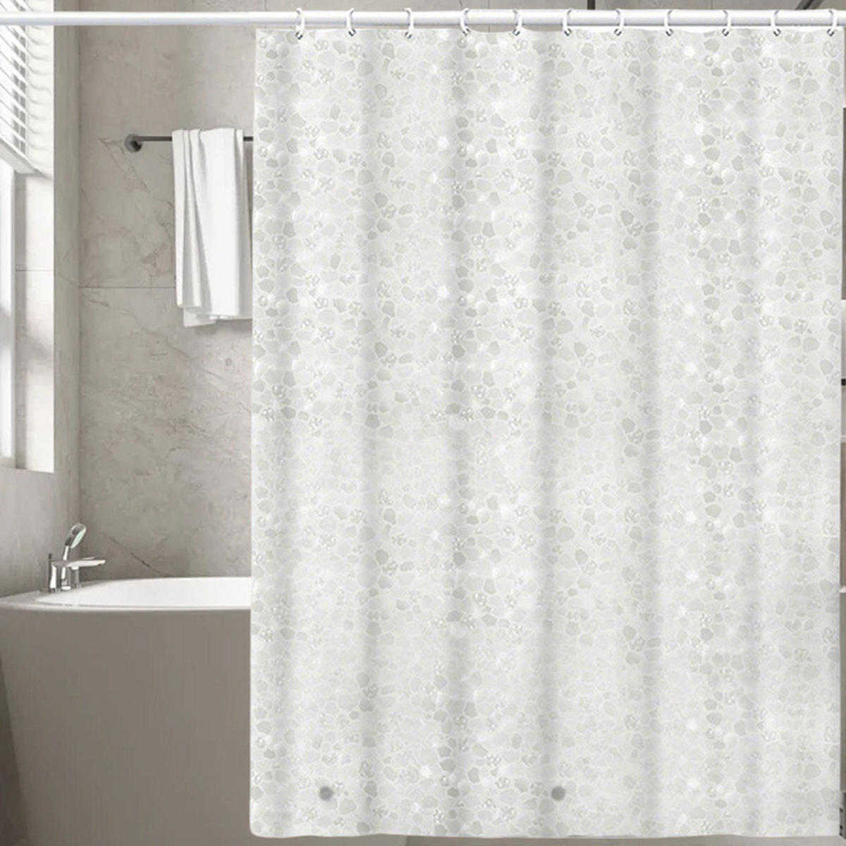 DUSCHVORHANG – Breite 180 x Höhe 200 cm – Inklusive 12 Haken - Klar, Kunststoff (180/200cm)
