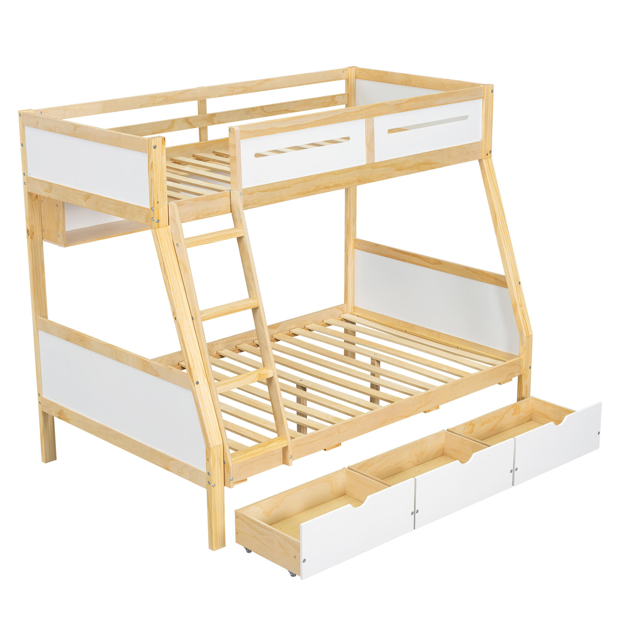 ETAGENBETT Kinderbett Weiß+Natur 90x200/120x200 - Naturfarben, Holz (90/200cm) - ComfortXL