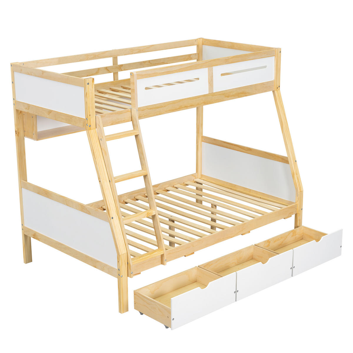 ETAGENBETT Kinderbett Weiß+Natur 90x200/120x200 - Naturfarben, Holz (90/200cm) - ComfortXL