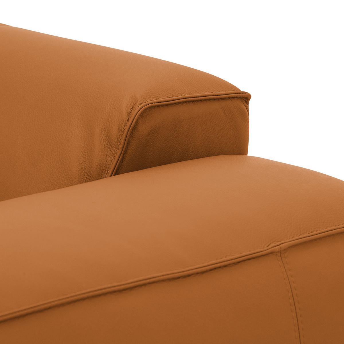 ECKSOFA mit Chaiselongue - Cognac/Schwarz, Leder/Kunststoff (290/173cm) - home24